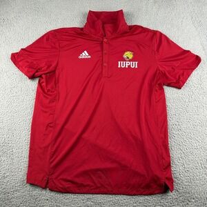 Adidas IUPUI Jaguars Polo Shirt Mens Large Red Lightweight Stretch NCAA